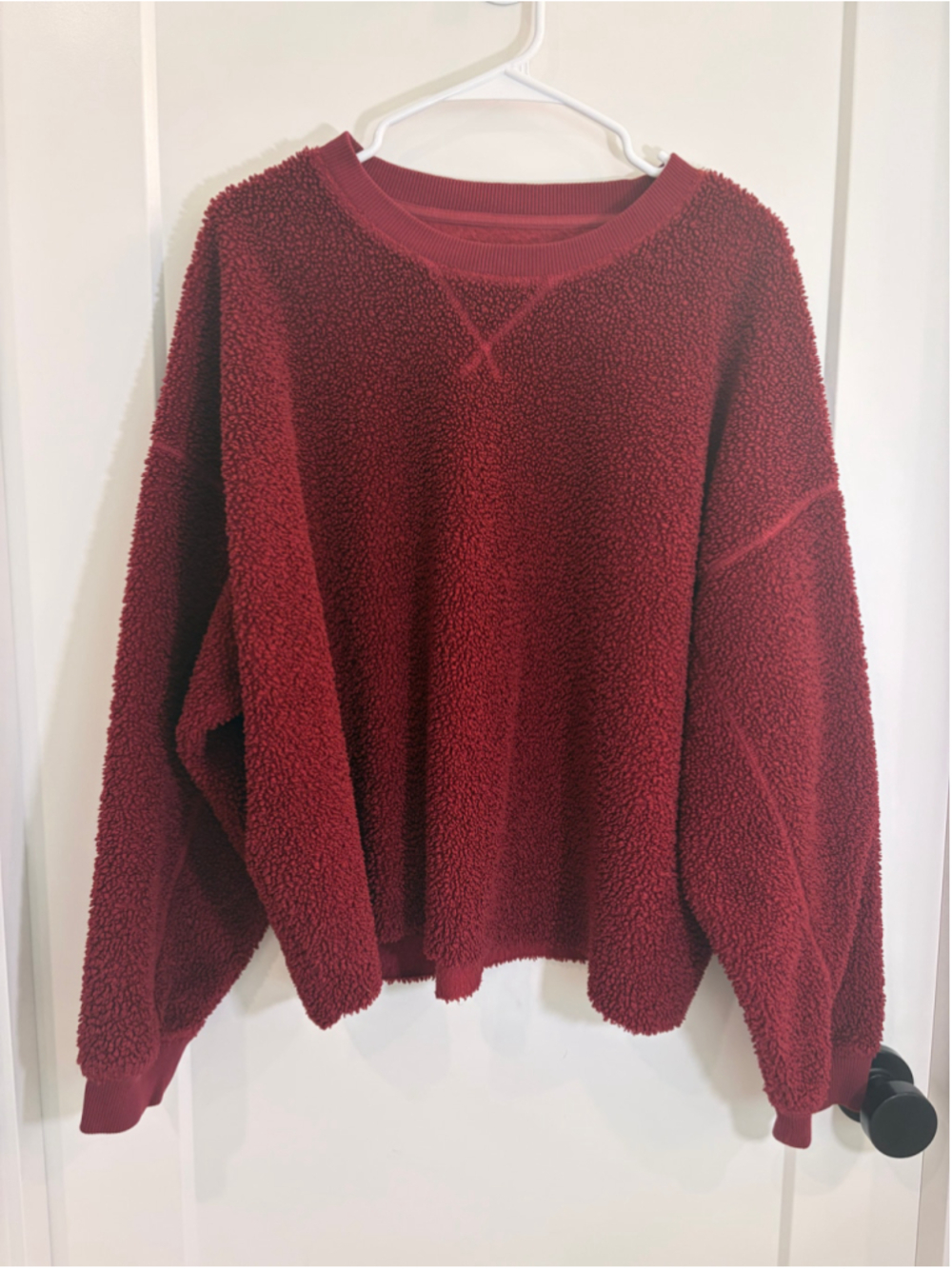 American Eagle Maroon Sherpa Fleece Pullover Sweatshirt Oversized Women’s XL